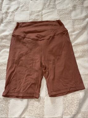 High-Waist Women’s Bike Shorts in Rust Brown